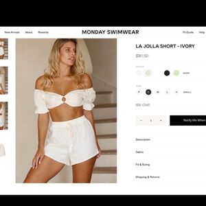 Monday Swimwear La Jolla Shorts in Ivory